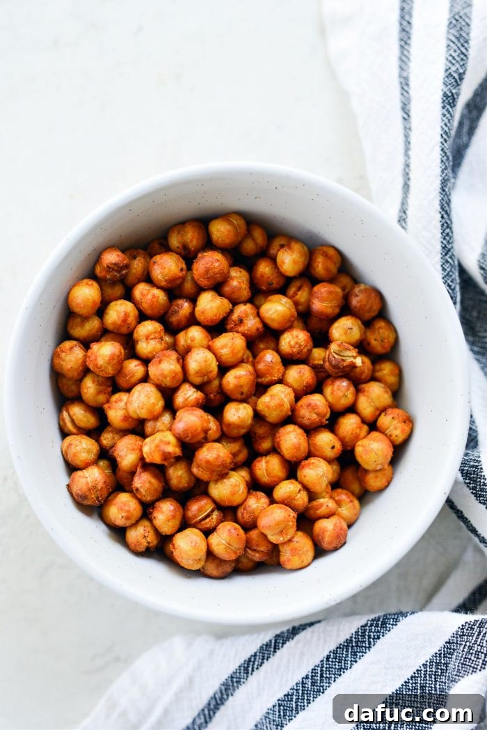 Final presentation of Air Fryer Buffalo Chickpeas in a serving bowl