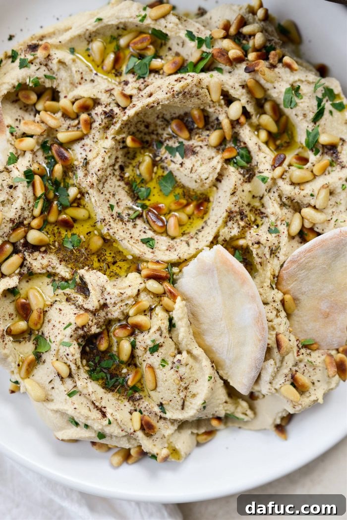 Velvet Smooth Blender Hummus 18 Artfully presented creamy hummus ready for dipping
