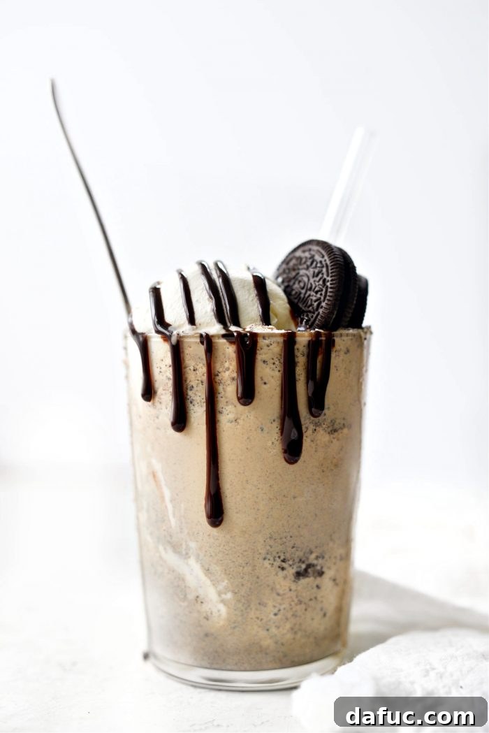 Espresso Cookies and Cream Milkshake 12 Espresso Cookies and Cream Milkshake in a glass, ready to be served.