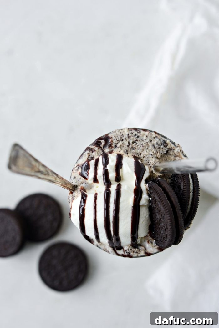 Espresso Cookies and Cream Milkshake 14 A delicious Espresso Cookies and Cream Milkshake, artfully garnished and ready to be enjoyed.