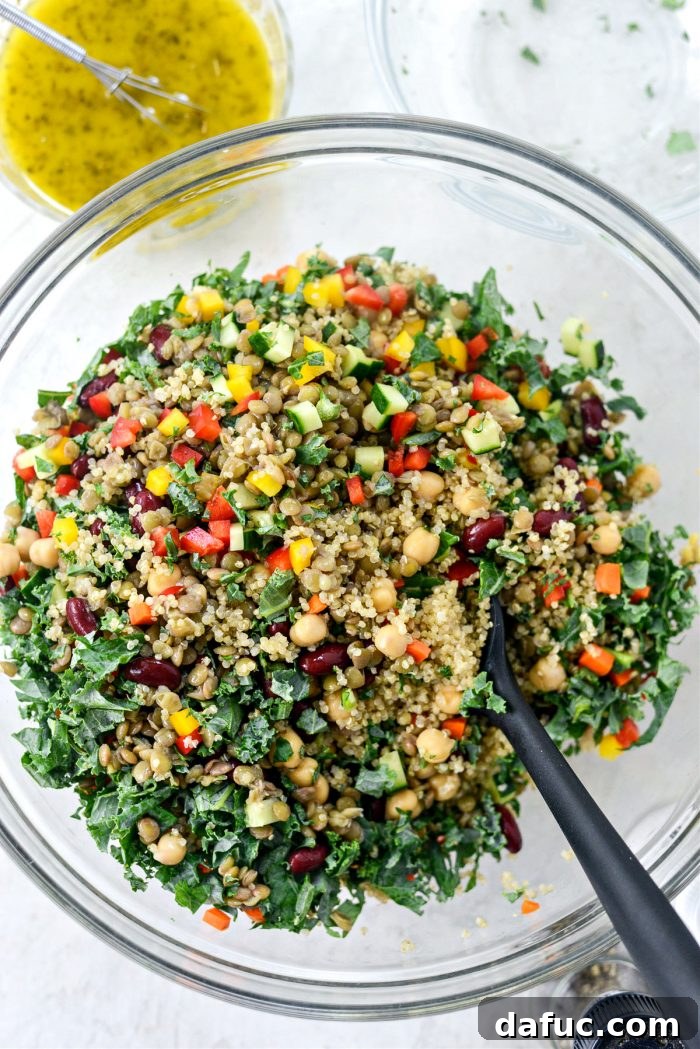 Tossing Confetti Picnic Salad Ingredients Together