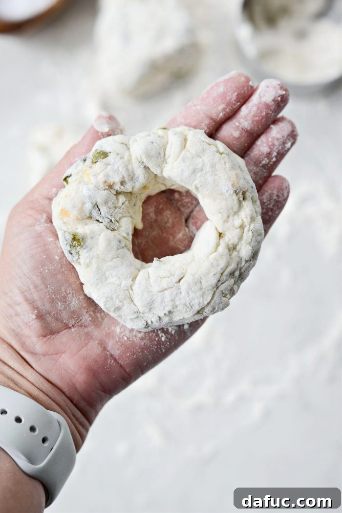 Kickin' Air Fryer Jalapeño Cheddar Bagels 15 form into signature bagel shape