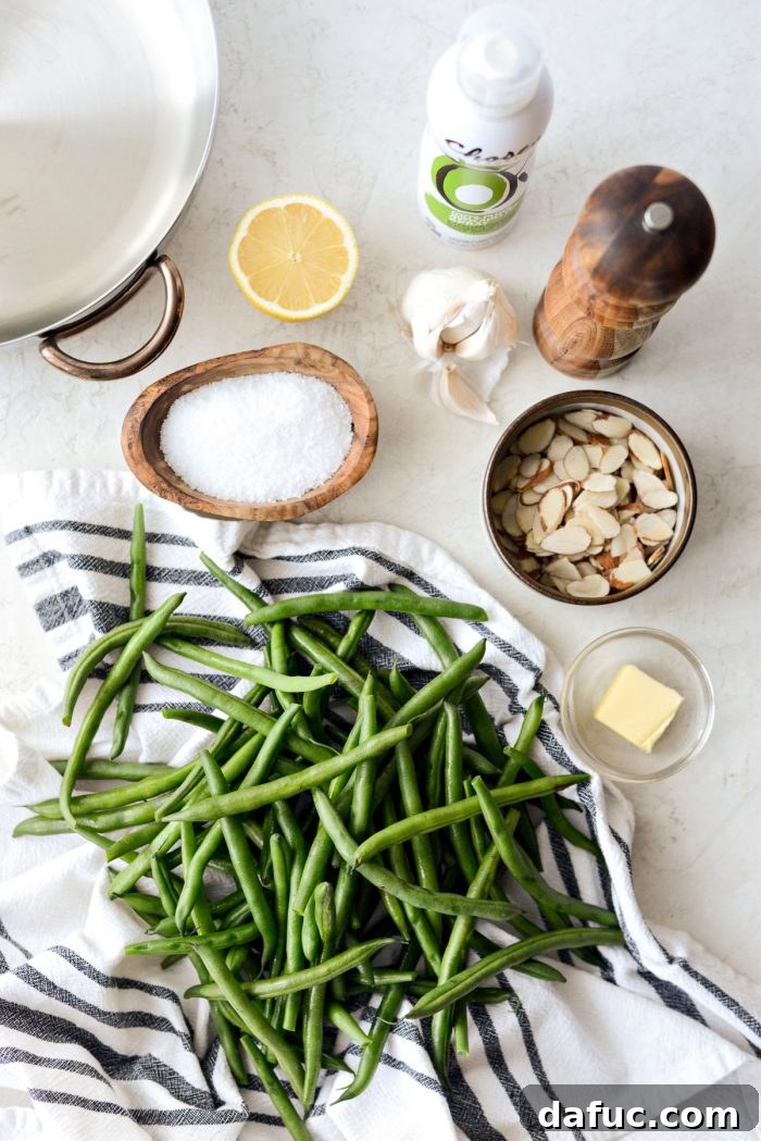 garlicky green beans almondine ingredients.