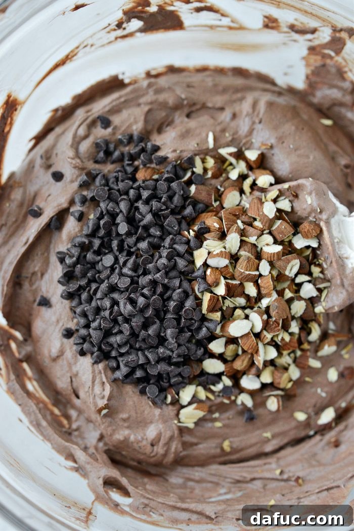 Blissful No-Churn Hash Indulgence 15 Adding roasted almonds and mini chocolate chips to the ice cream base