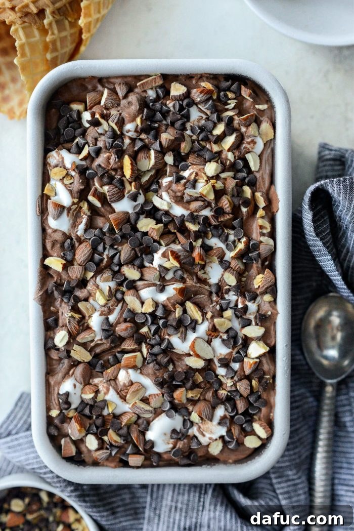 Blissful No-Churn Hash Indulgence 21 Frozen No-Churn Heavenly Hash Ice Cream, ready to be served