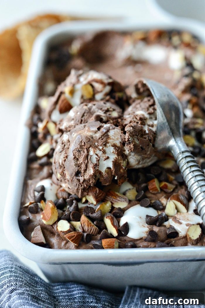 Blissful No-Churn Hash Indulgence 23 Another view of a serving of No-Churn Heavenly Hash Ice Cream