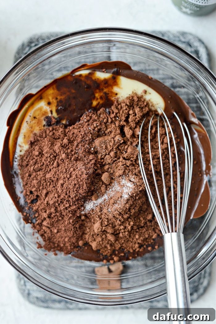 Blissful No-Churn Hash Indulgence 9 Adding cocoa powders, vanilla extract, and salt to the chocolate mixture