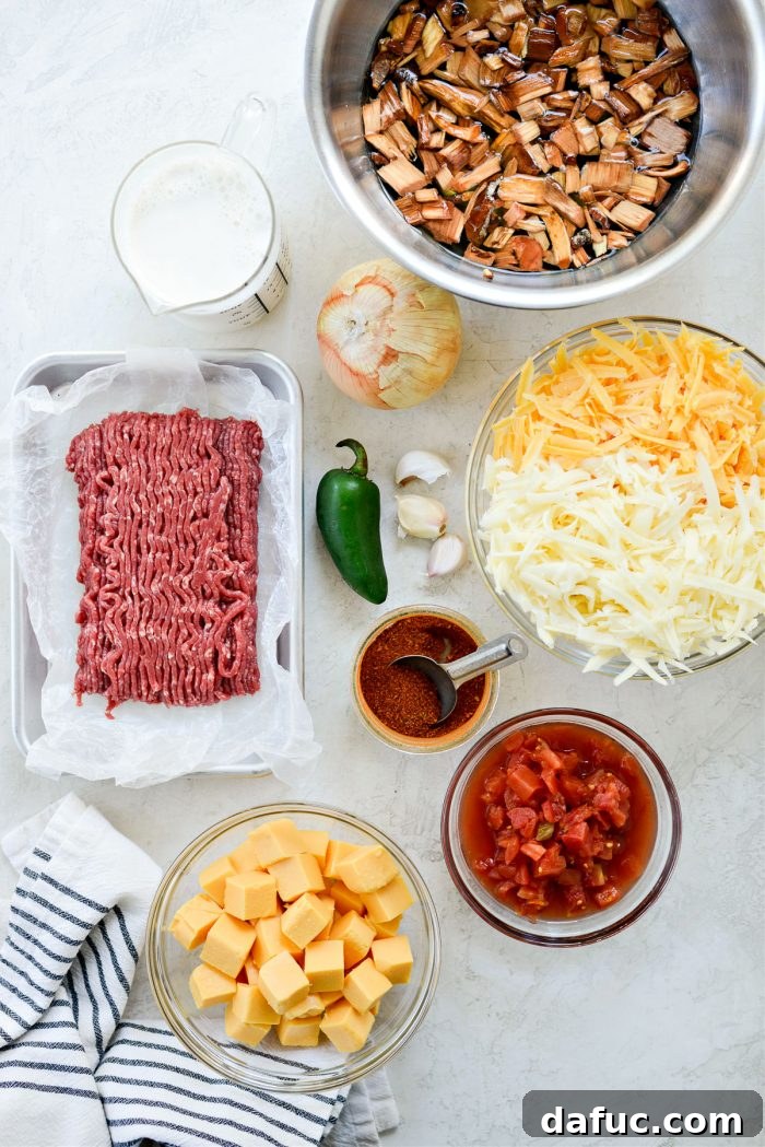 Irresistible Smoked Chile Queso 4 ingredients for Smoked Chile Con Queso