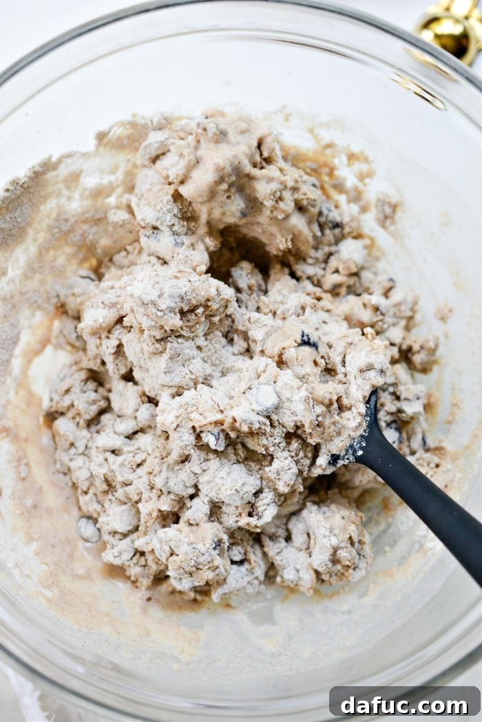 Effortless Cranberry Walnut Loaf 10 Mixing the no-knead bread dough until just combined