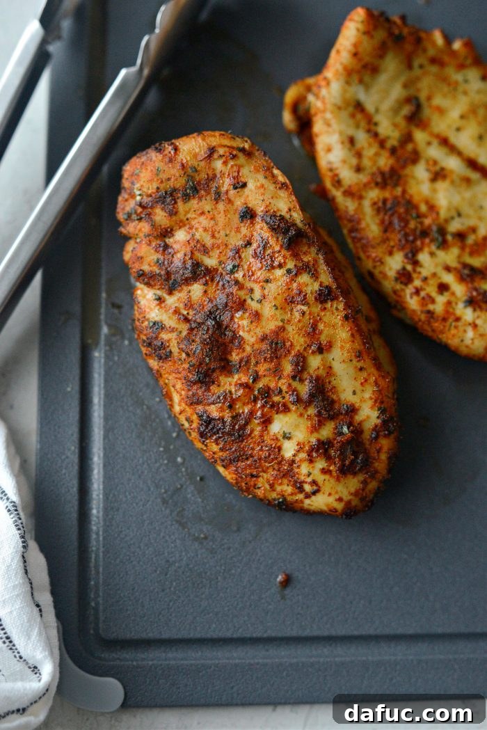 Perfectly air-fried chicken breasts, golden and juicy.