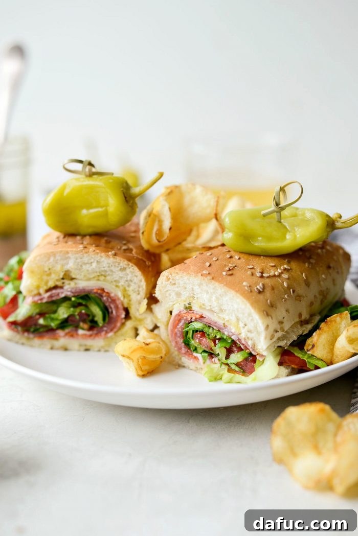 Zesty Italian Heroes 17 Italian sub sandwich with peperoncini's
