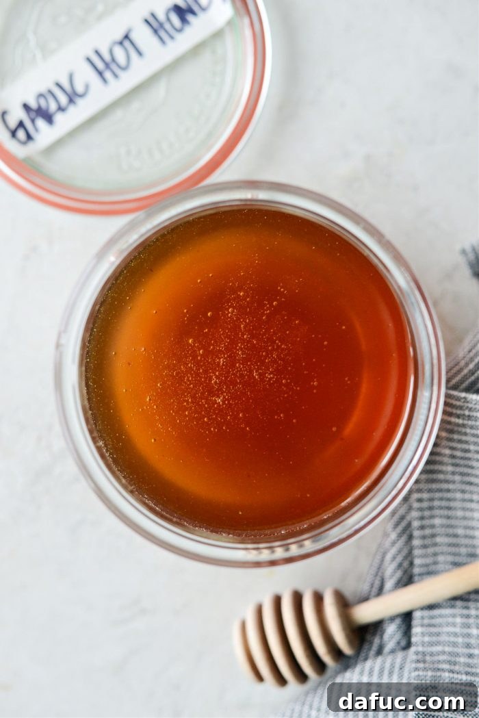 Sweet Heat Garlic Honey 16 Freshly made Garlic Hot Honey in a jar