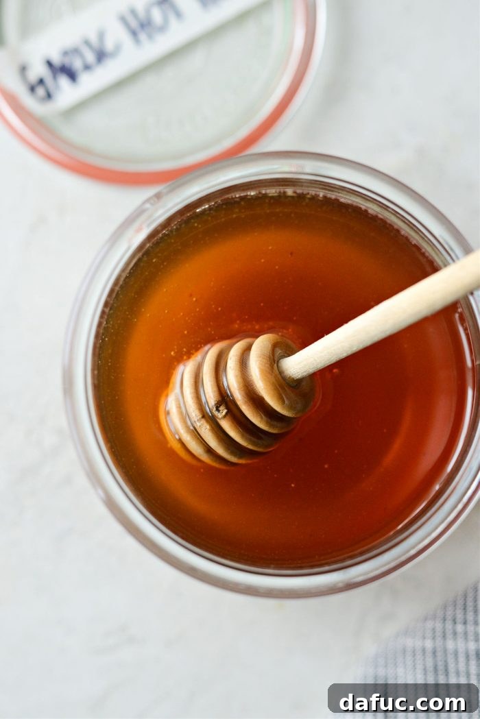 Sweet Heat Garlic Honey 3 Finished Garlic Hot Honey in a jar