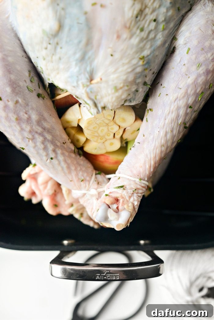 Succulent Apple and Herb Roasted Turkey 12 secure turkey legs with kitchen string