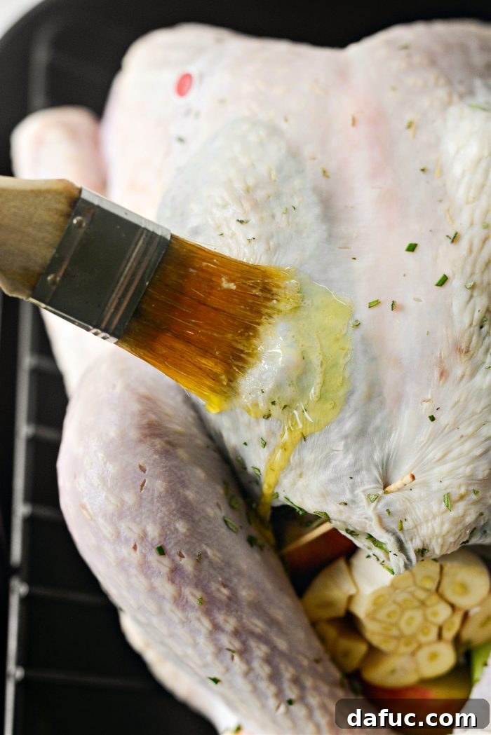 Succulent Apple and Herb Roasted Turkey 14 brush entire turkey with butter