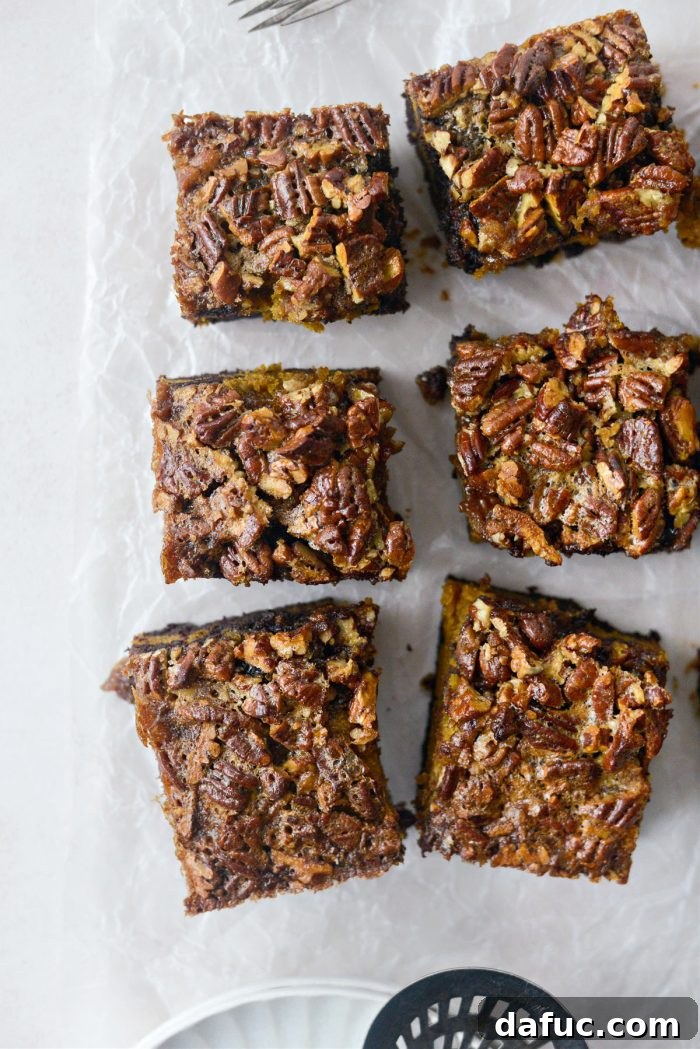 Spiced Pumpkin Pecan Brownies 35 Pumpkin Pecan Pie Brownies sliced
