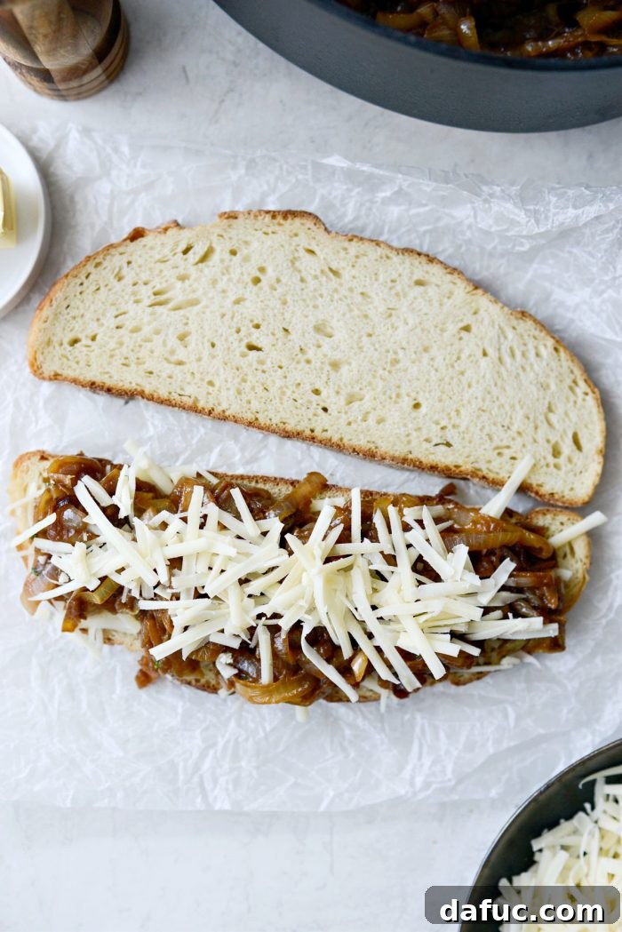 top onions with more gruyere.