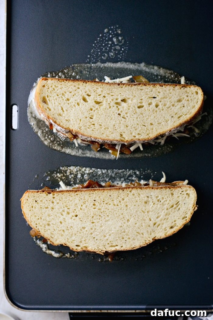 griddling sandwiches.