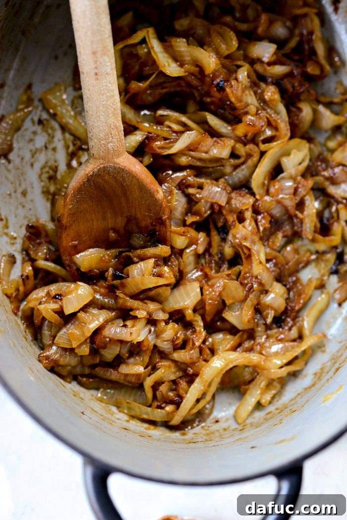caramelized onions in a dutch oven.