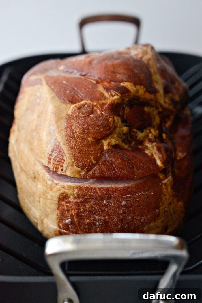 Glistening Cranberry Glazed Ham 12 ham in roasting pan