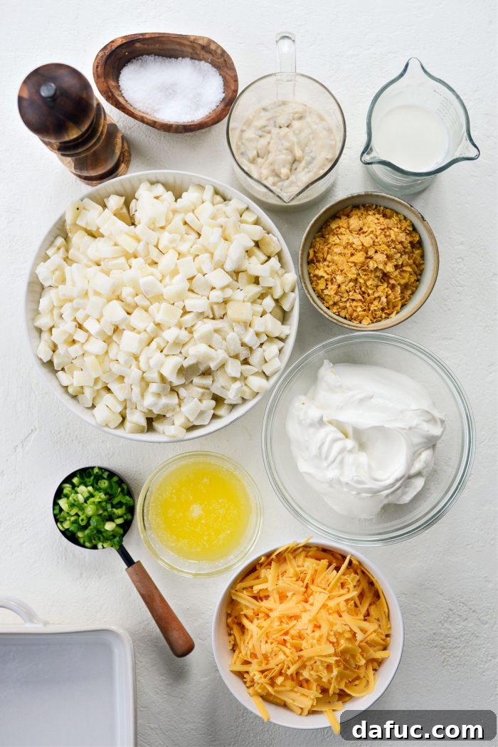 Mel's Golden Cheesy Potato Bake 4 ingredients for Mel's Cheesy Potatoes