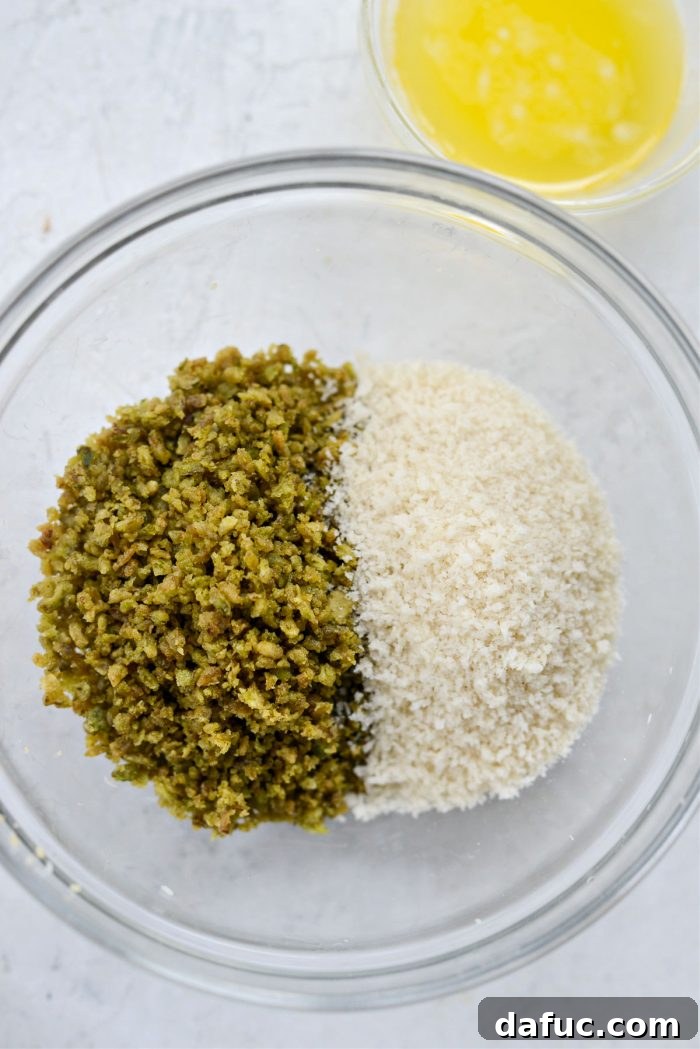 The Ultimate Jalapeño Popper Dip 13 Bowl containing crushed crispy jalapeño crumbs and panko breadcrumbs