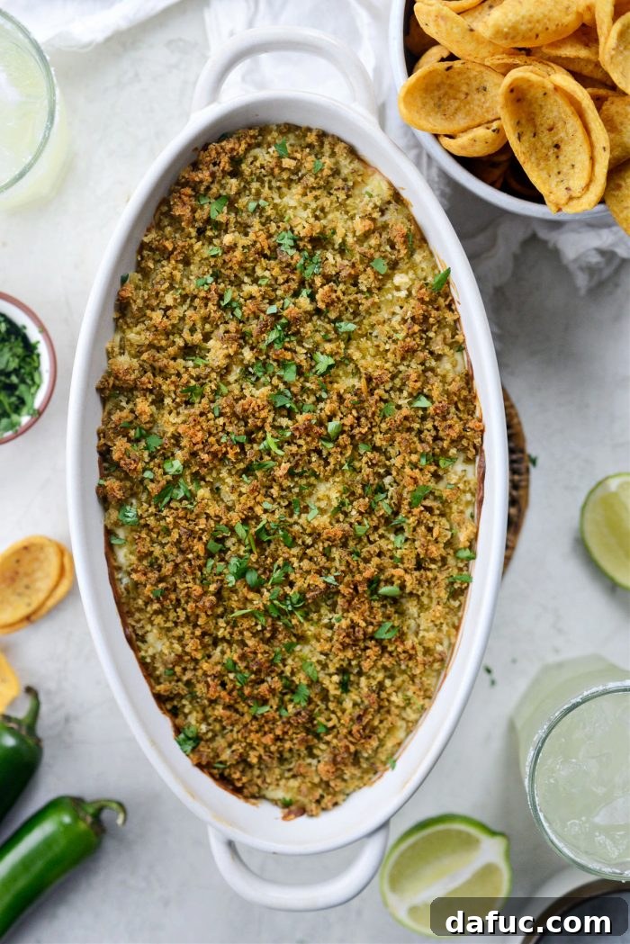 The Ultimate Jalapeño Popper Dip 17 Finished Jalapeño Popper Dip garnished with fresh minced cilantro