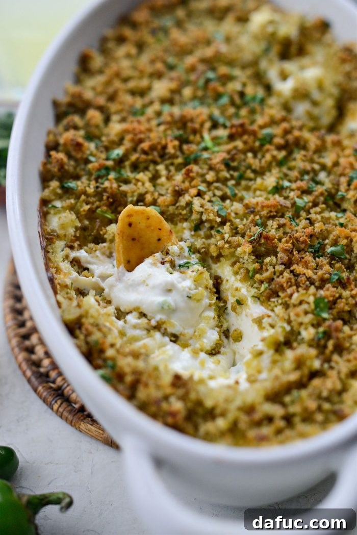 The Ultimate Jalapeño Popper Dip 3 Close-up of creamy and crispy Jalapeño Popper Dip