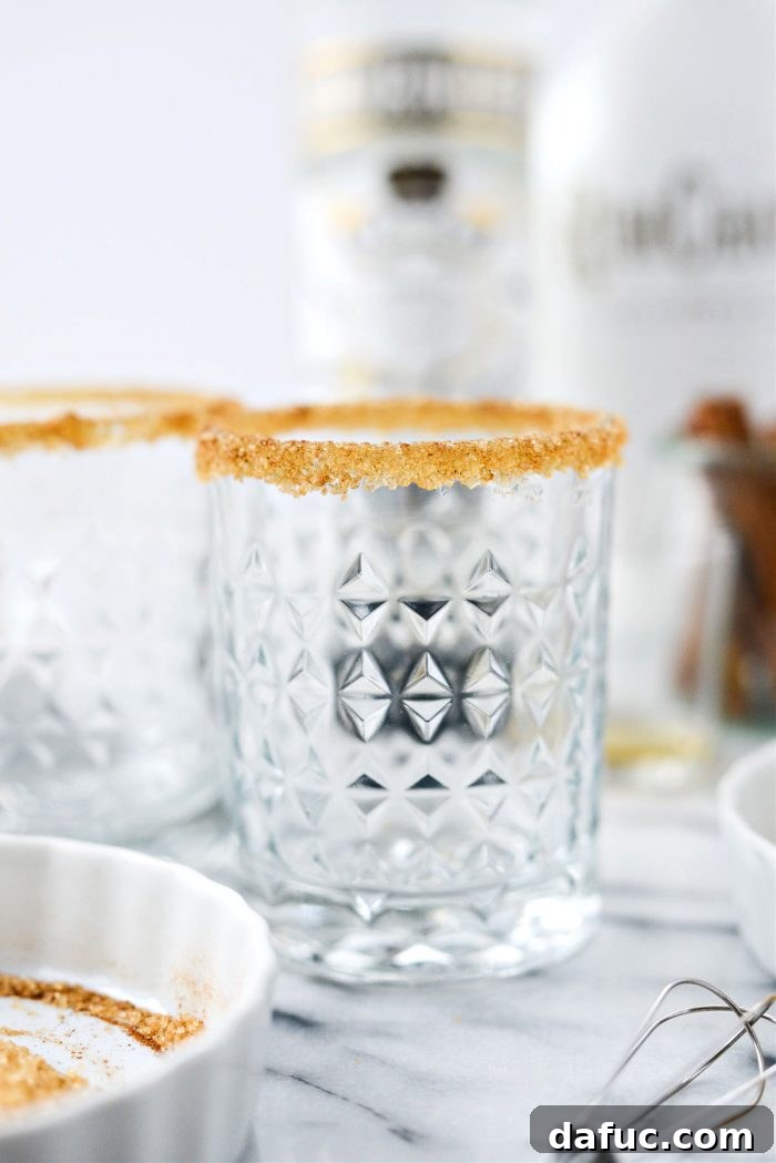 glass with cinnamon sugar rim