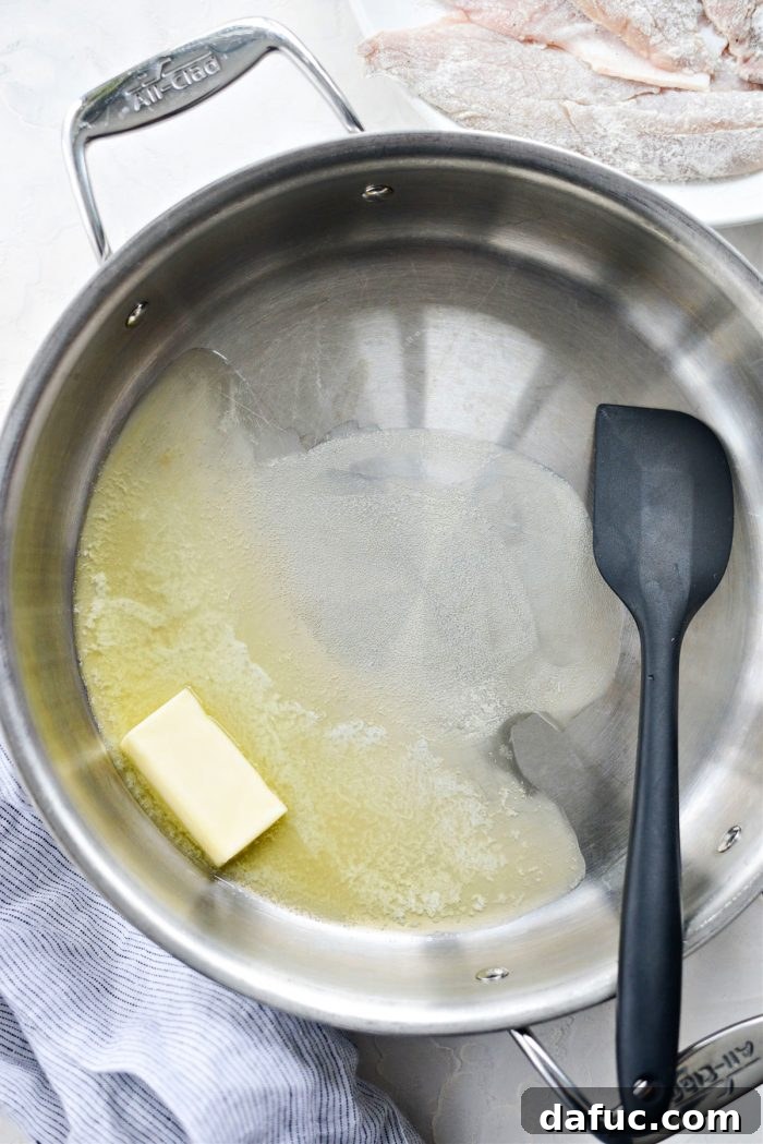 Lemon Brightened Brown Butter Perch 11 Butter melting in a skillet