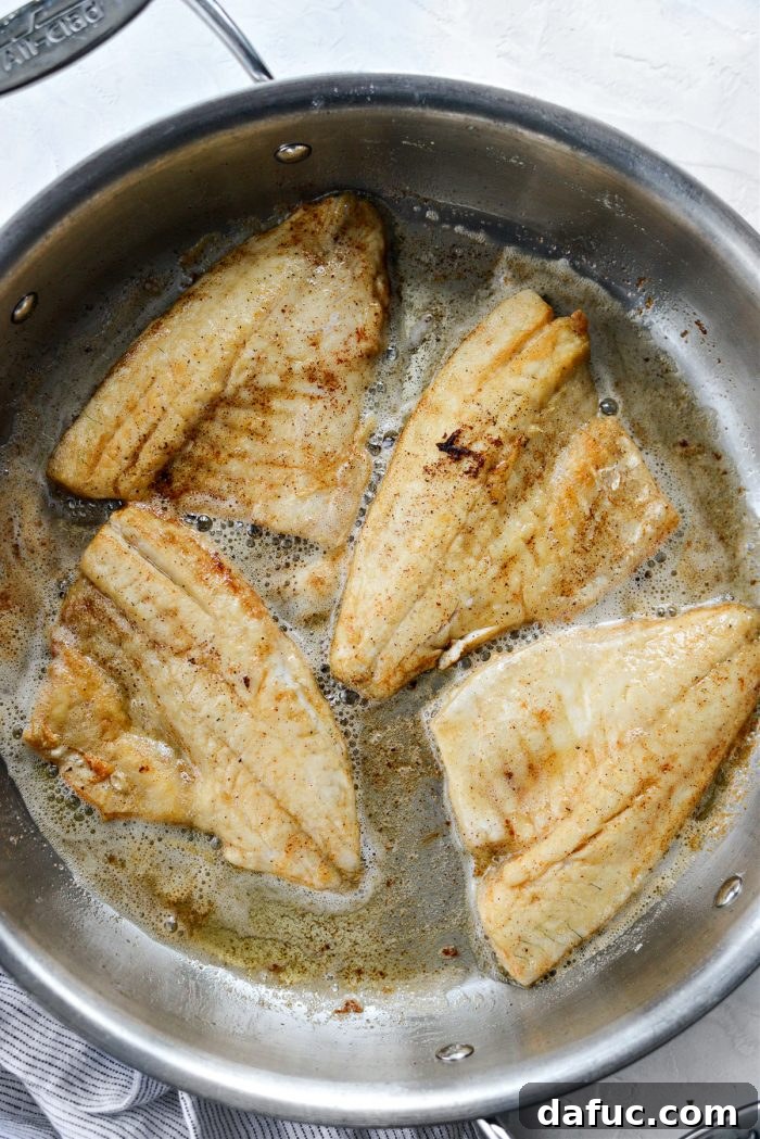 Lemon Brightened Brown Butter Perch 14 More perch fillets cooking in batches in the skillet