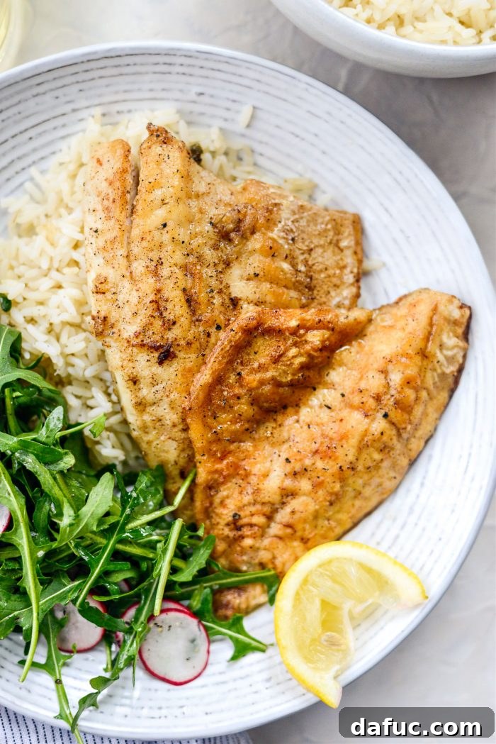 Pan-Seared Perch with Lemon Brown Butter 3 Cooked Lemon Brown Butter Perch served with a side