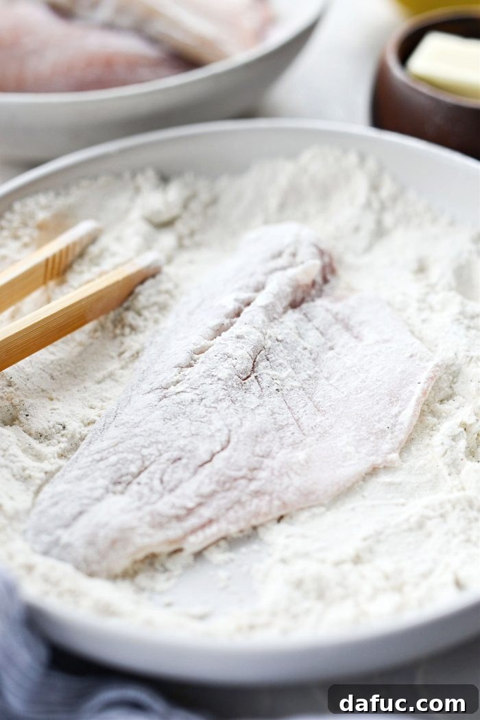 Pan-Seared Perch with Lemon Brown Butter 8 Flour coating on both sides of the fish
