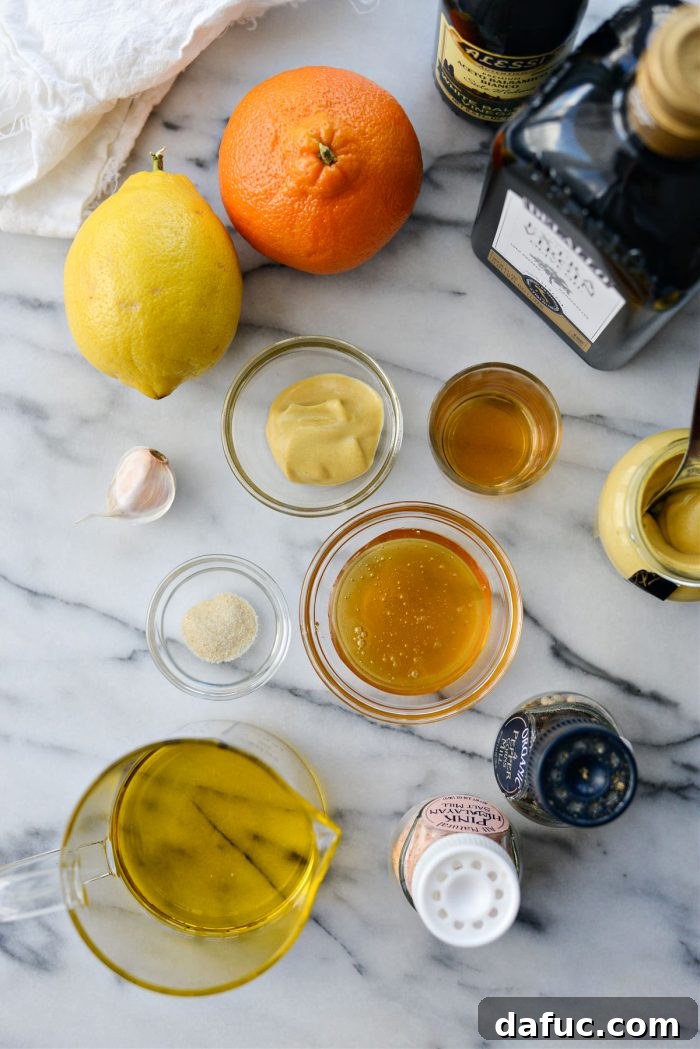 Citrus Vinaigrette ingredients laid out