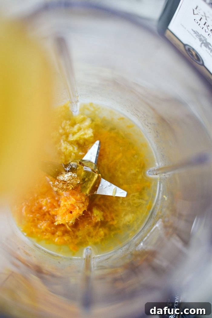 Adding honey to blender