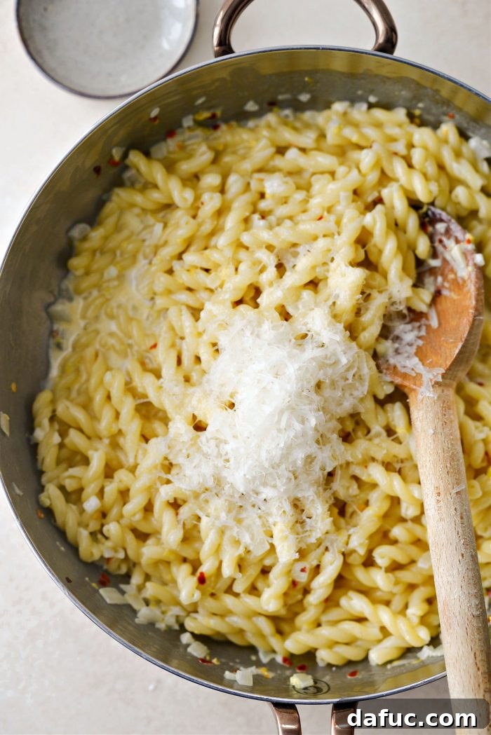 Velvety Lemon Parmesan Pasta 15 Parmesan cheese added to the pasta and sauce