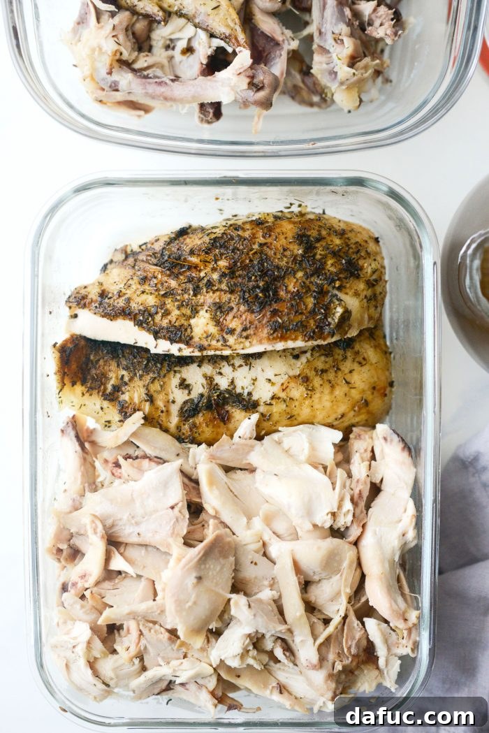 Fall-Off-The-Bone Slow Cooker Chicken 15 Cooked chicken breasts and torn pieces of chicken meat