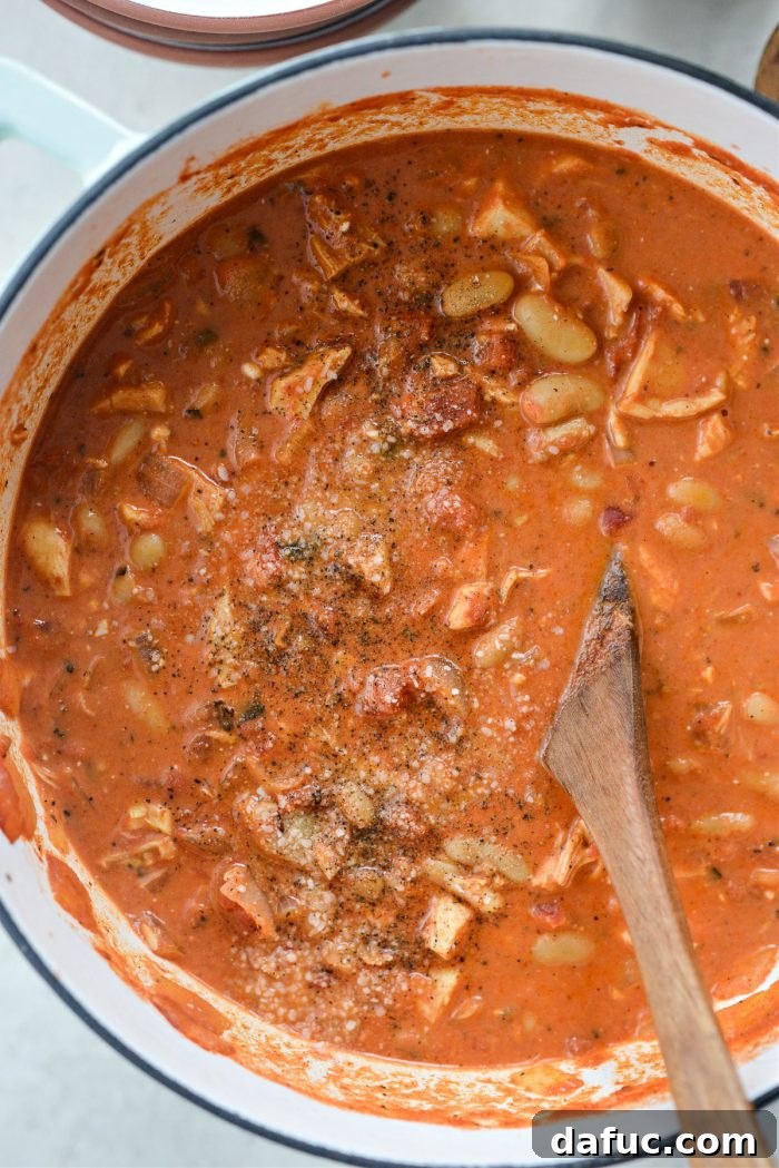 Zesty Buffalo Chicken Chili 16 Seasoning the Buffalo Chicken Chili with salt and pepper