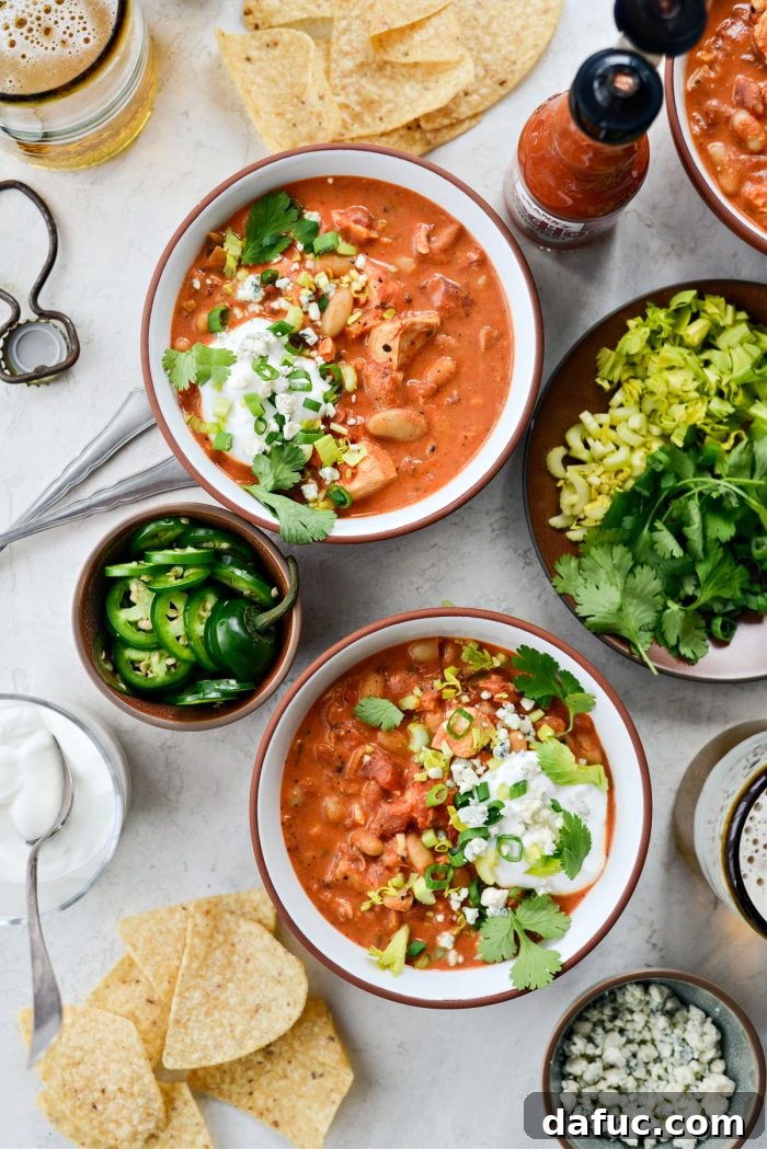 Zesty Buffalo Chicken Chili 18 A beautifully topped bowl of Buffalo Chicken Chili