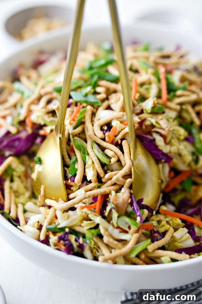 Crunchy Asian Chicken Salad 3 Close-up of freshly prepared Chinese Chicken Salad showcasing its vibrant ingredients
