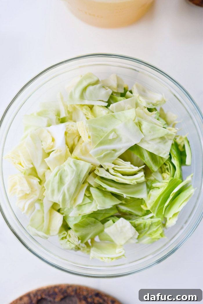 Prepped cabbage in a bowl