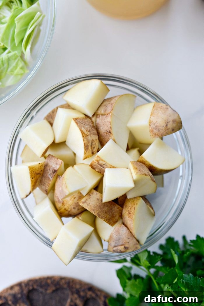Prepped potatoes in a bowl