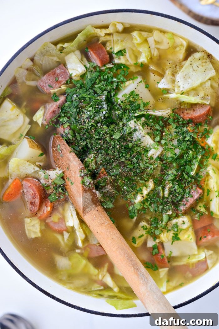 Add parsley, salt, and pepper to taste