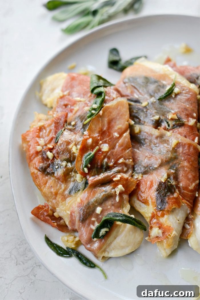 Garlic Prosciutto Sage Chicken served with complementary side dishes