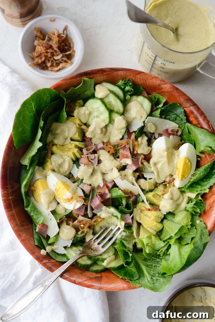 Close-up of a Shoreline Salad with various toppings