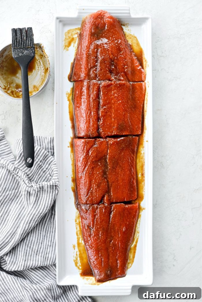 Salmon marinating while the air fryer preheats