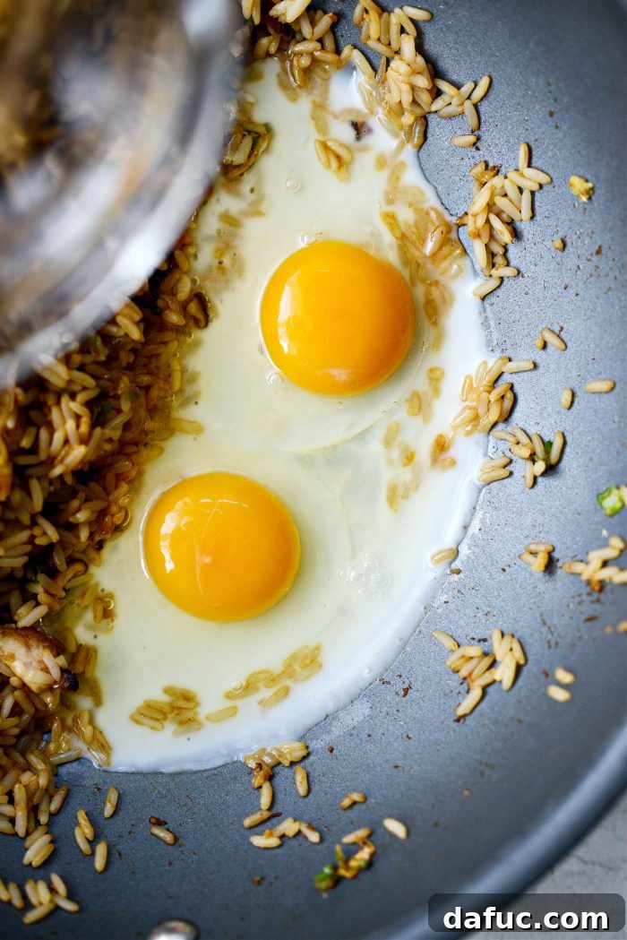Golden Salmon Fried Rice 15 add in two eggs