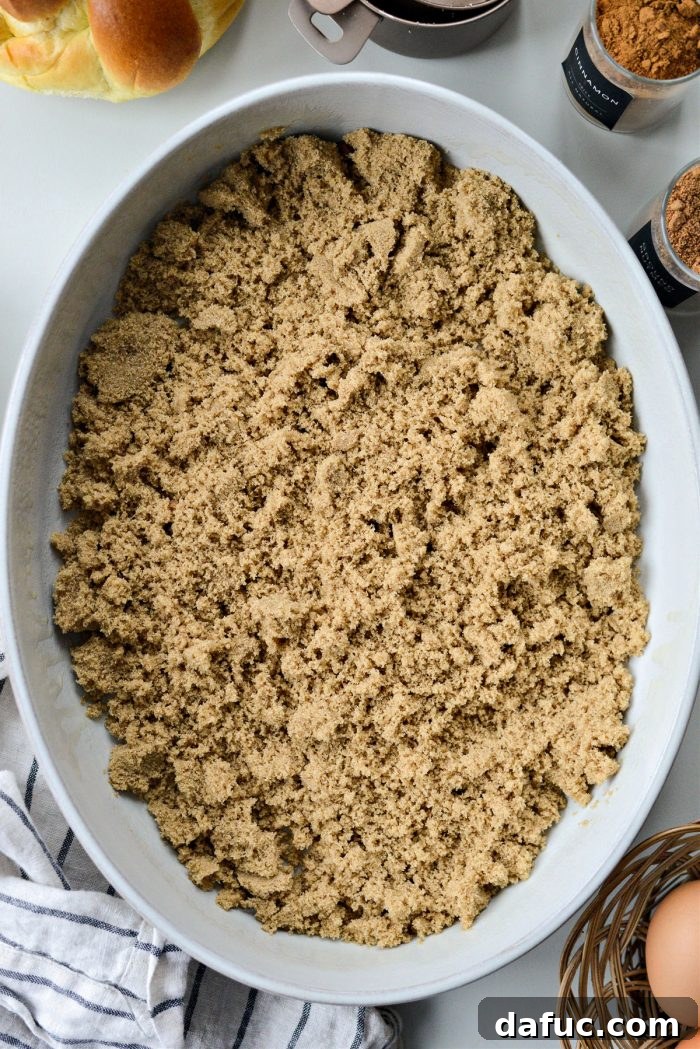 Caramelized Brown Sugar Baked French Toast 6 Baking dish with brown sugar added