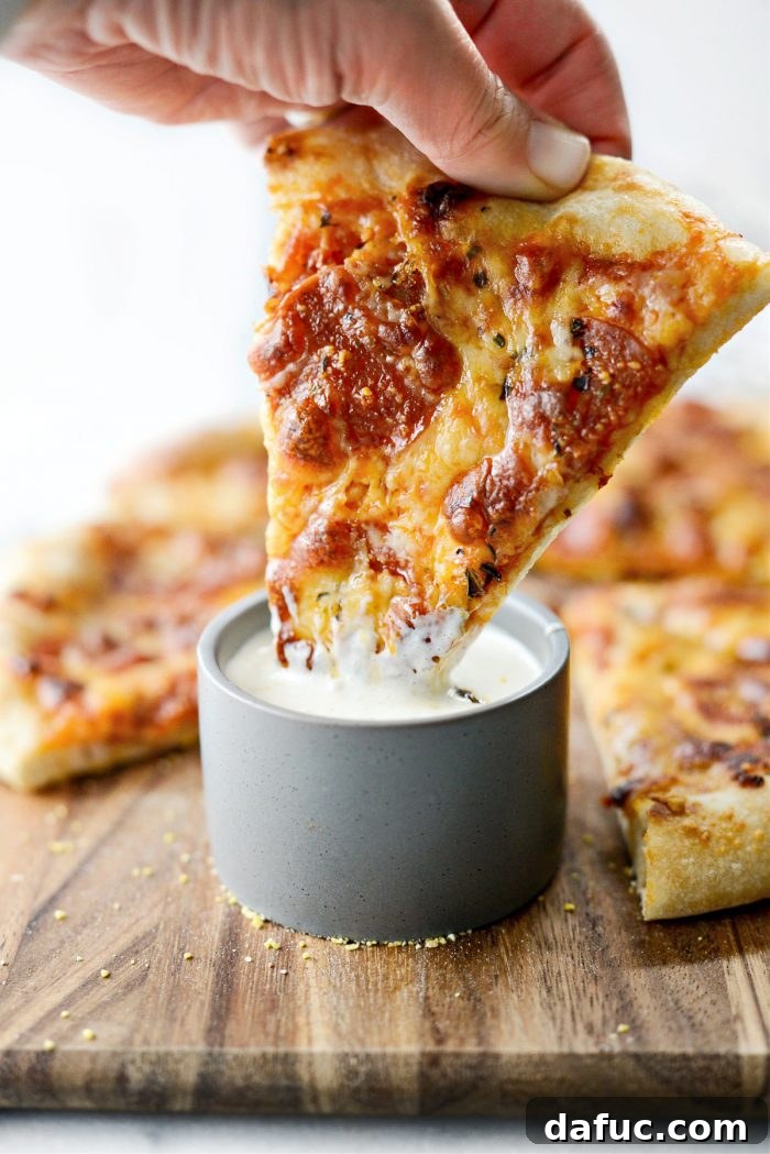 Delicious freshly baked pizza made with homemade no-knead dough