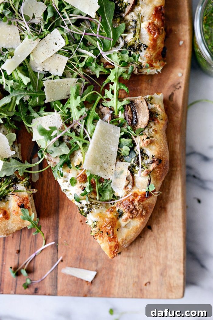 Green Forest Pizza with a beautiful, golden crust
